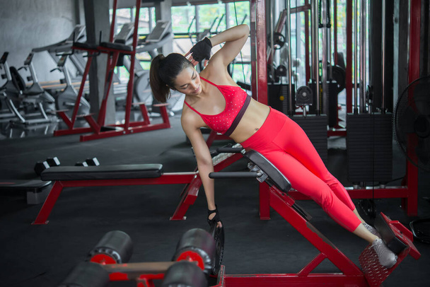 Beautiful asian woman training fitness in the gym,Thailand - Фото, зображення