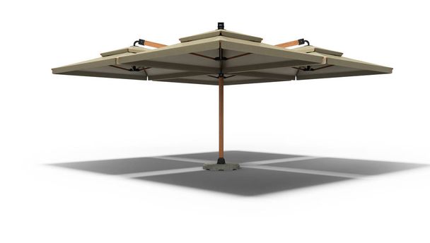 Gran paraguas para restaurante en pilar central rend 3D aislado
 - Foto, Imagen