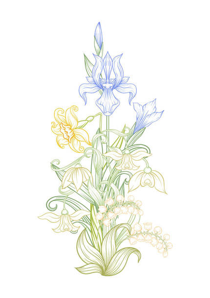 A bouquet of spring flowers. - Vector, Image