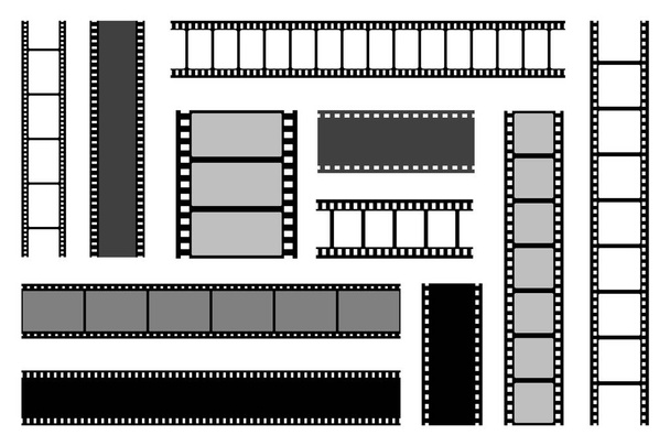 Film strips collection. Old retro cinema strip. Vector photo frame. - Vector, Image