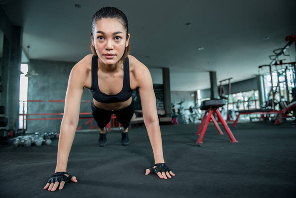 Beautiful asian woman training fitness in the gym,Thailand - Фото, зображення