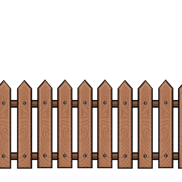 Vector seamless cartoon wooden brown fence - Vector, Image