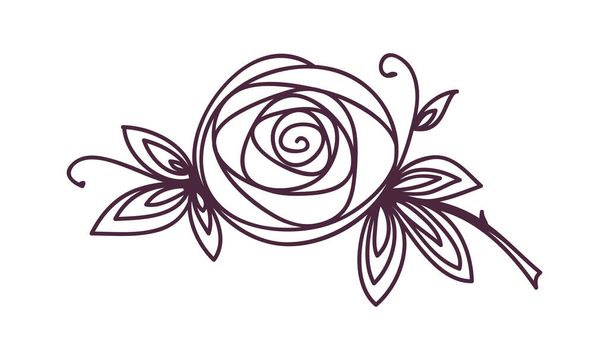 Rose. Stylized flower symbol. Outline hand drawing icon - Vetor, Imagem