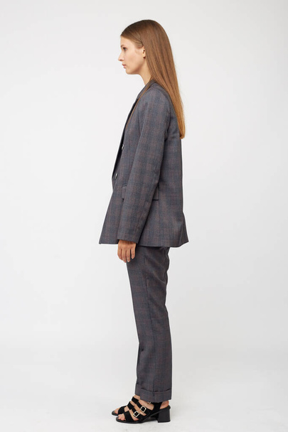 Girl with a gray business suit - Φωτογραφία, εικόνα