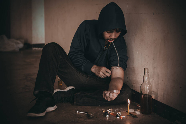 Portrait of asian man addict,Thailand people - Foto, afbeelding