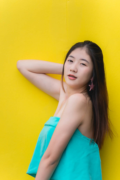 Portrait of beautiful asian chic girl pose for take a picture,Lifestyle of teen thailand people,Modern woman happy concept - Photo, Image