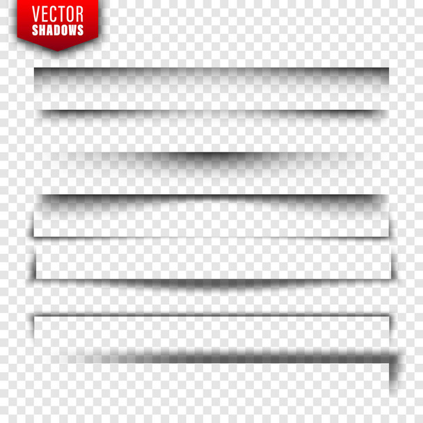Vector shadows set. Page dividers on transparent background. Realistic isolated shadow. Vector illustration. - Vector, Image