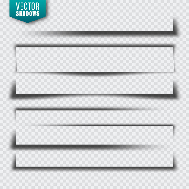 Sombras vectoriales establecidas. Divisores de página sobre fondo transparente. Sombra aislada realista. Ilustración vectorial
. - Vector, Imagen