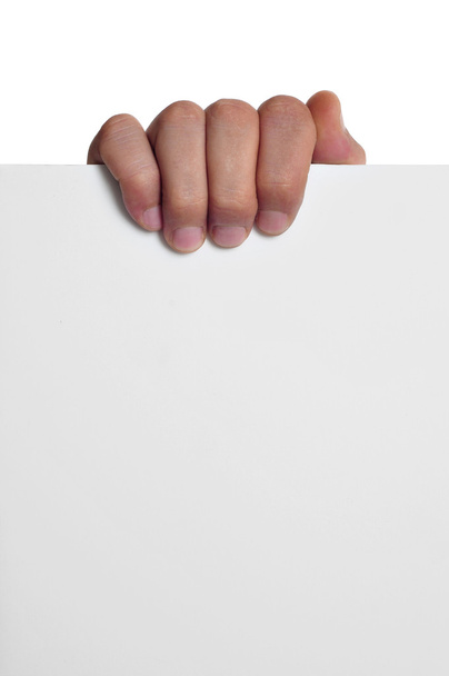 mão homem segurando uma placa em branco
 - Foto, Imagem
