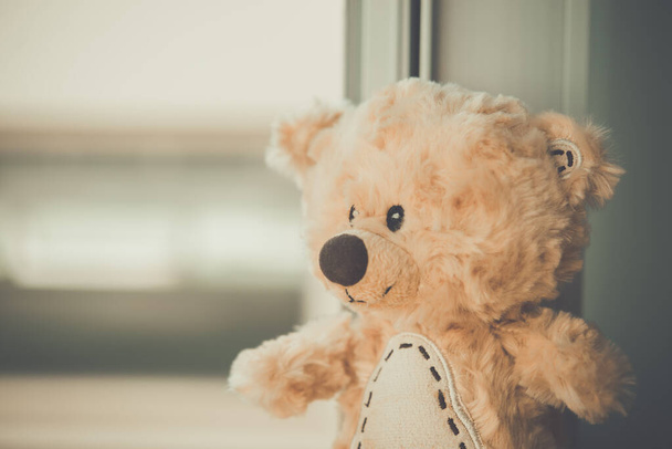Alone teddy bear vintage style - Фото, изображение