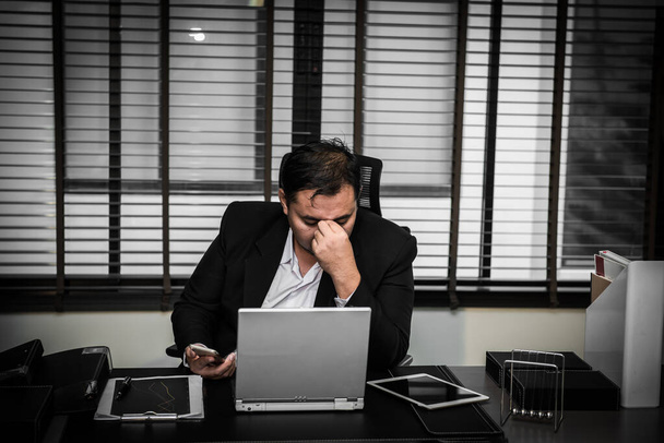 Close up stress Asian businessman,Fail from work,Thailand people,Not success from business,Sadness man concept - Φωτογραφία, εικόνα