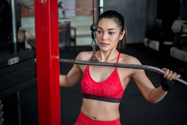 Beautiful asian woman training fitness in the gym,Thailand - Fotoğraf, Görsel