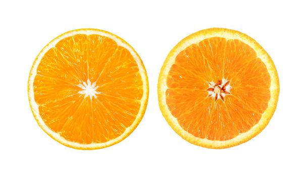 rebanada naranja aislada sobre un fondo blanco. vista superior
 - Foto, imagen