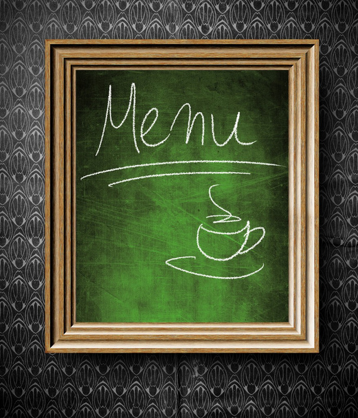 Coffee menu chalkboard in old wooden frame - Foto, Imagen
