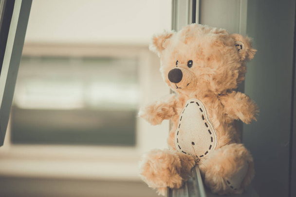 Alone teddy bear vintage style - Фото, изображение
