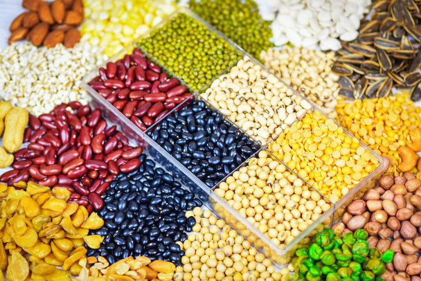Koláž různé fazole mix hrášek zemědělství přírodních zdravých fo - Fotografie, Obrázek