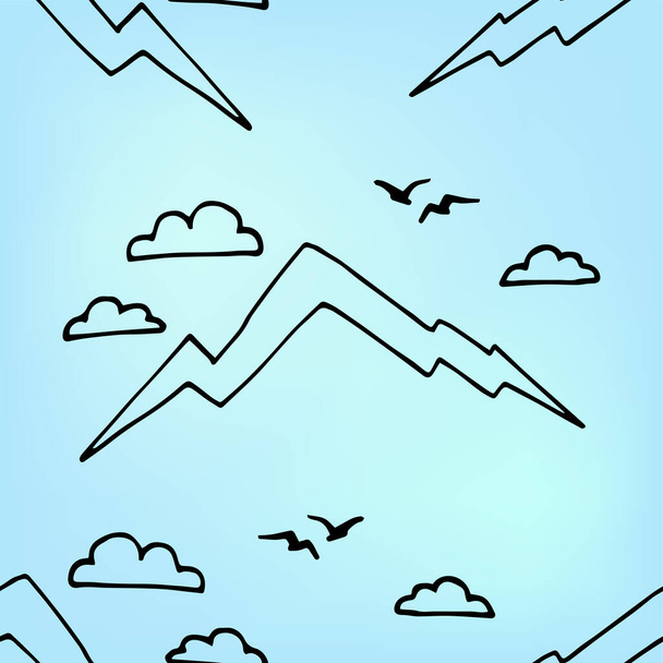 Mountain hand draw seamless pattern. Vector Digital paper - Vector, Image