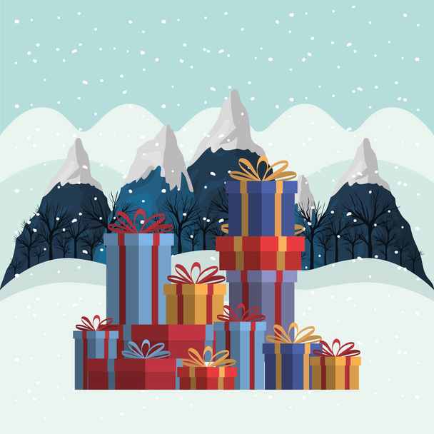 feliz cartão de Natal mery com caixa de presentes
 - Vetor, Imagem