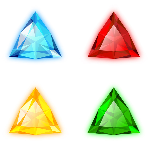 The Set of Four Colorful Gems Trilliant Shaped - Vector, afbeelding