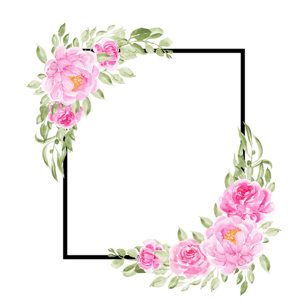 Βασικά ροζ παιώνια λουλούδια πολλαπλών χρήσεων πλαίσια - Διάνυσμα, εικόνα