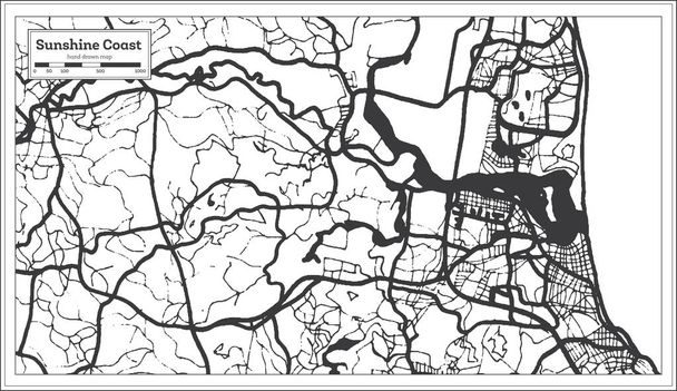 Карта городов Солнечного Берега Австралии в чёрном и белом цвете. Outl
 - Вектор,изображение