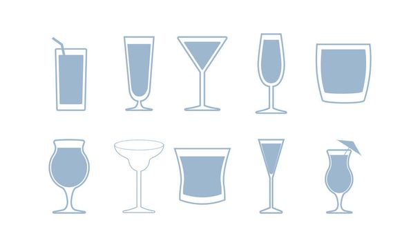 Vielfalt Cocktails Icon Set Pack Vektor-Design - Vektor, Bild