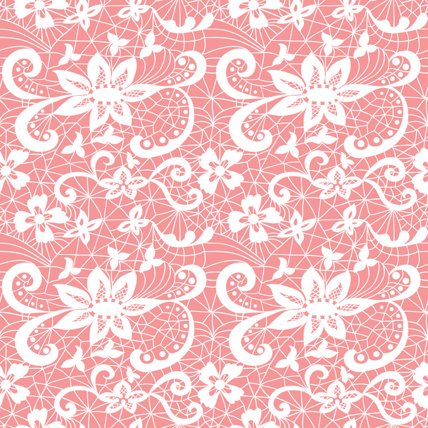 Lace vector fabric seamless pattern with flowers - Vettoriali, immagini