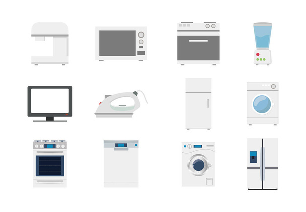 Variedad electrodomésticos icono conjunto paquete vector diseño
 - Vector, Imagen