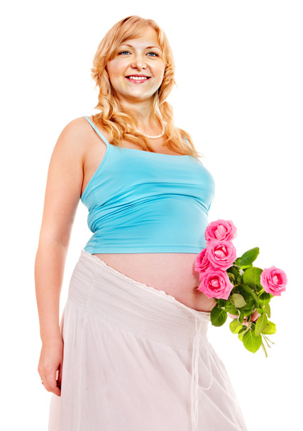 Mulher grávida com flor
. - Foto, Imagem
