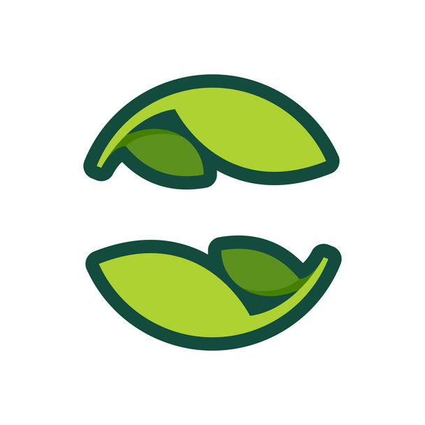 Eco flat circle logo formed by twisted green leaves. - Vektori, kuva