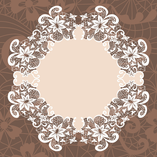 Elegant lacy doily on watercolor background - Vector, Imagen