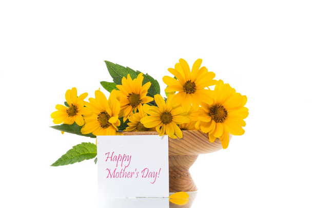boeket van prachtige bloeiende gele madeliefjes geïsoleerd op wit - Foto, afbeelding