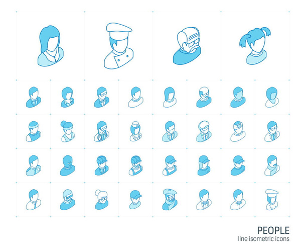 Iconos de línea isométrica de personas y avatares. vector 3d
 - Vector, Imagen