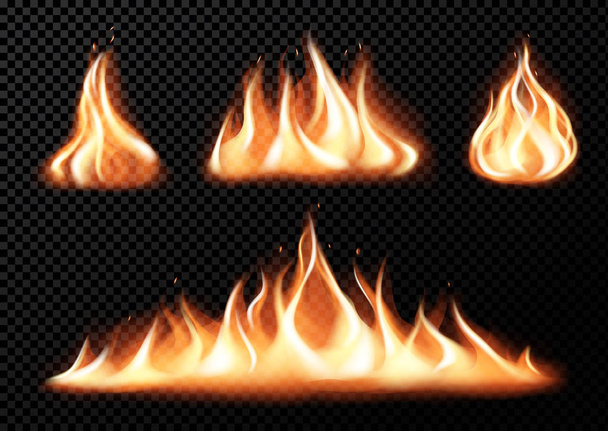 Soubor realistických požárních plamenů - Vektor, obrázek