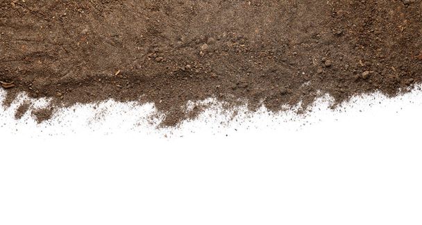 Brown soil on white background - Photo, Image
