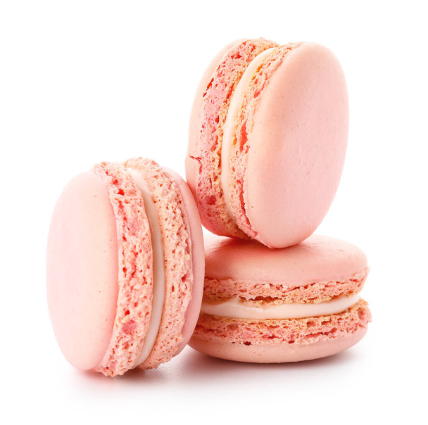leckere Macarons auf weißem Hintergrund - Foto, Bild