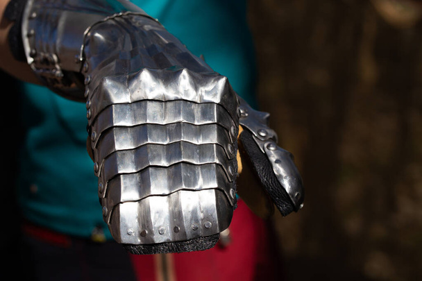 Iron glove. Metal medieval armor. Handmade. Blacksmith work - Foto, immagini