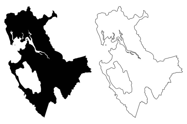 Провінція Дар'єн (Республіка Панама, провінції Панама) Картографічна векторна ілюстрація, ескіз скрипки мапи Дар'єн - Вектор, зображення
