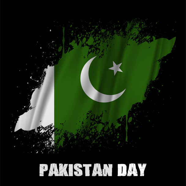 Vlag van Pakistan, penseelstreek met zwarte achtergrond geïsoleerde multi type borstels splash textuur. Golvende vlag van Pakistan Vector illustratie - Vector, afbeelding