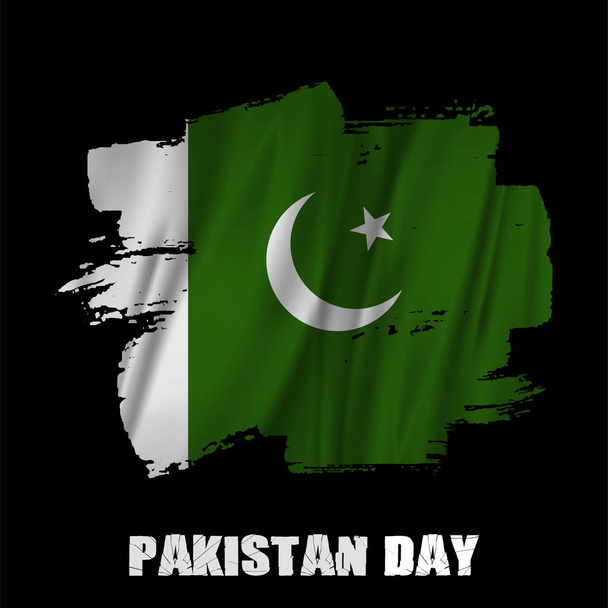 Vlag van Pakistan, penseelstreek met zwarte achtergrond geïsoleerde multi type borstels splash textuur. Golvende vlag van Pakistan Vector illustratie - Vector, afbeelding
