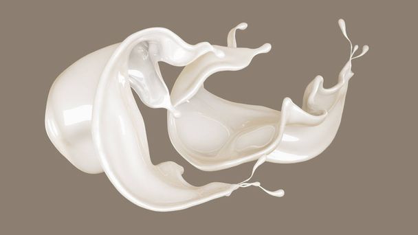 A splash of milk. 3d illustration, 3d rendering. - Valokuva, kuva