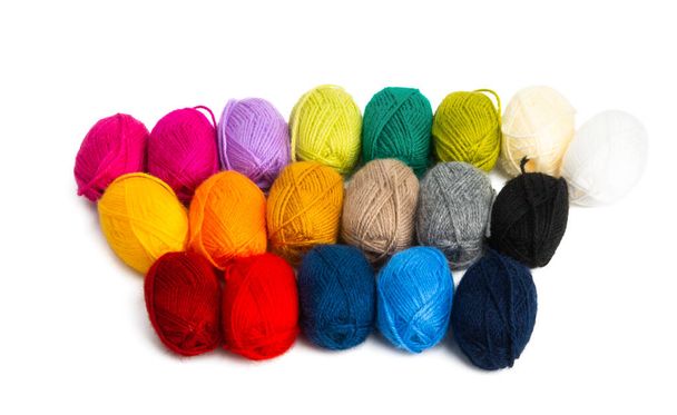 colored skeins of yarn isolated  - Photo, Image