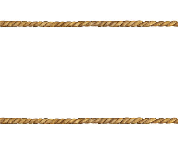 Картини аквареллю Браун мотузку кадру на білому тлі. - Фото, зображення