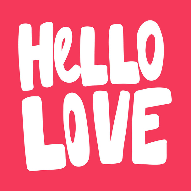 Hallo Liebe. Valentinstag-Sticker für Social-Media-Inhalte über die Liebe. Vektor Hand gezeichnet Illustration Design.  - Vektor, Bild