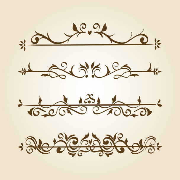 bundle of elegant ornamental borders frames - Vector, Imagen