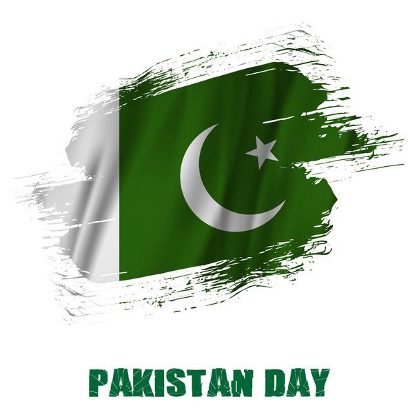 Vlajka Pákistánu, tahy štětcem s bílým pozadím izolované multi typ štětce splash textury. - Vektor, obrázek