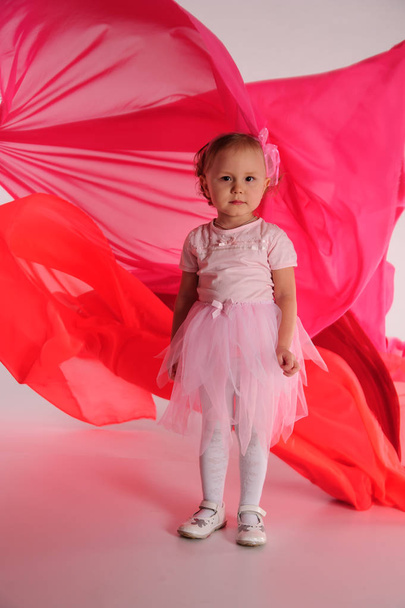 little girl in a pink dress in the studio - Foto, immagini