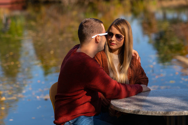 Happy young couple enjoying a romantic date - Photo, Image