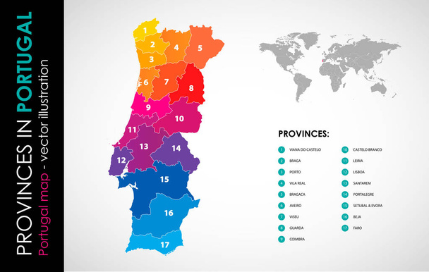 Vektorkarte der Farbe Portugals und der Provinzen - Vektor, Bild