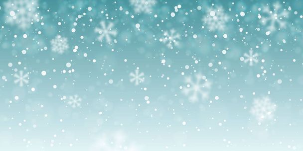Christmas snow. Falling snowflakes on transparent background. Snowfall. Vector illustration - Vector, Image